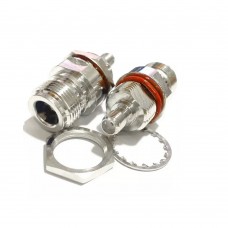 Adaptor, N female to SMA female, bulkhead mounting Adaptor, N female to SMA female, bulkhead mounting
