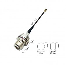 Patch Cable, N female Bulkhead to IPEX female, 1.13mm Coax 10cm Patch Cable, N female Bulkhead to IPEX female, 1.13mm Coax 10cm