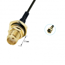 Patch Cable, SMA female Bulkhead with O-Ring Seal to IPEX female, 1.13mm Coax ~ 10cm Patch Cable, SMA female Bulkhead with O-Ring Seal to IPEX female, 1.13mm Coax ~ 10cm